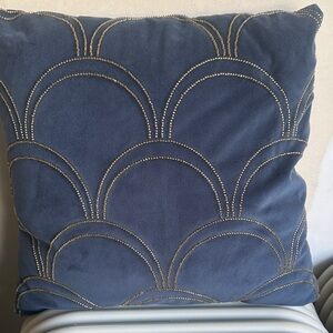 Elegant Blue and Gold Accent Pillow